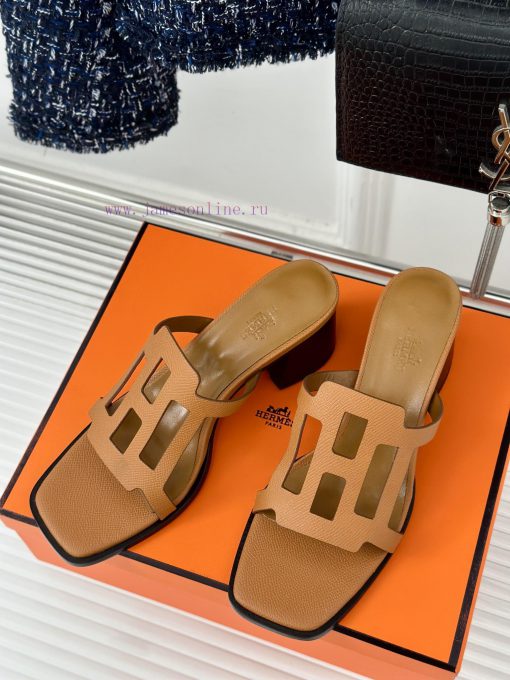 Herm è s/Herm è s Classic Hollow H Thick Heel SlippersExtremely retro design with a strong ec4lfyap4 - Image 3