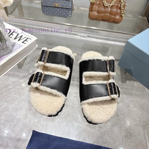 Prada slippers feature a soft lining and an iconic triangular logo, showcasing a unique bina3intsu6f - Image 3