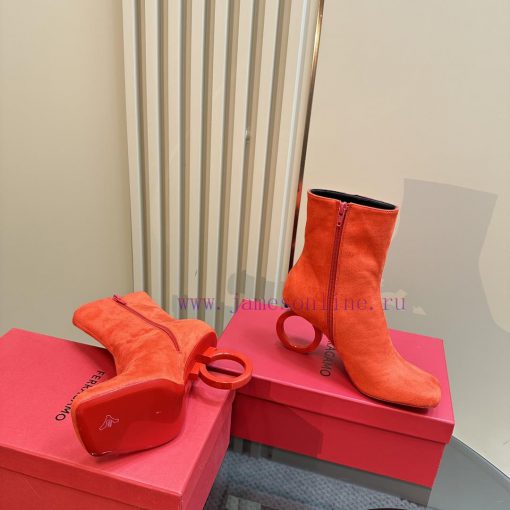 FERRAGAMO square toe fashion bootsUnique sculptural heel with same tone finish, adorned with2cuirsv1 - Image 5