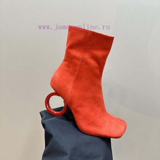 FERRAGAMO square toe fashion bootsUnique sculptural heel with same tone finish, adorned with2cuirsv1 - Image 8
