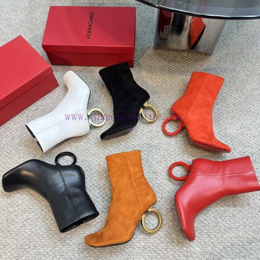 FERRAGAMO square toe fashion bootsUnique sculptural heel with same tone finish, adorned with2cuirsv1 - Image 10