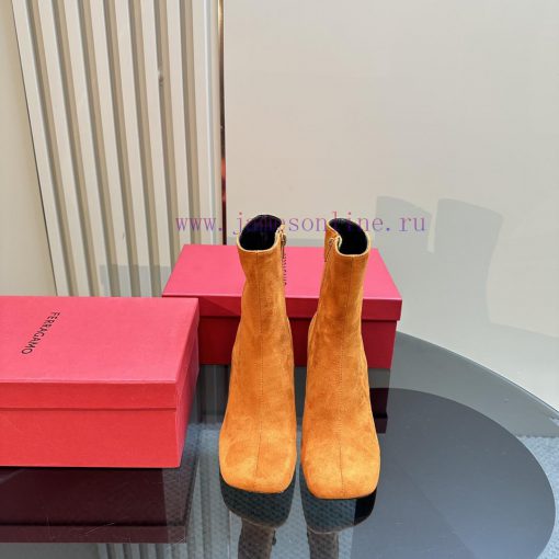 FERRAGAMO square toe fashion bootsUnique sculptural heel with same tone finish, adorned withap6hlehh - Image 3