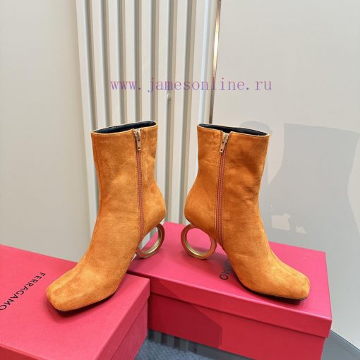 FERRAGAMO square toe fashion bootsUnique sculptural heel with same tone finish, adorned withap6hlehh - Image 4