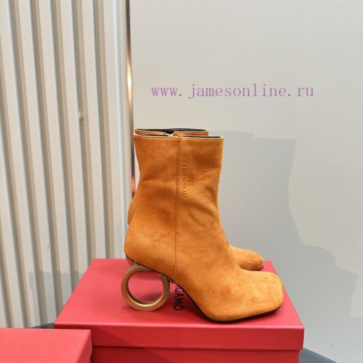 FERRAGAMO square toe fashion bootsUnique sculptural heel with same tone finish, adorned withap6hlehh - Image 6