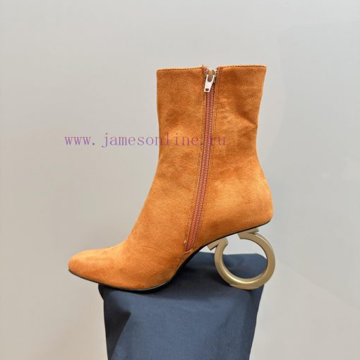FERRAGAMO square toe fashion bootsUnique sculptural heel with same tone finish, adorned withap6hlehh - Image 10