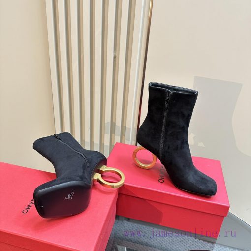 FERRAGAMO square toe fashion bootsUnique sculptural heel with same tone finish, adorned withwb56aqkz - Image 5