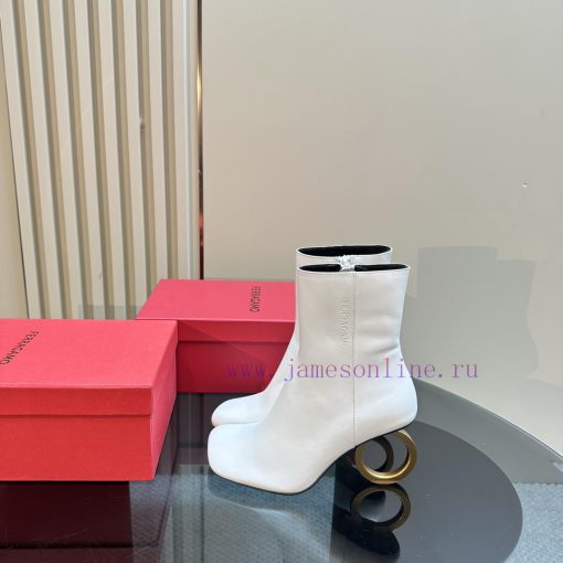 FERRAGAMO square toe fashion bootsUnique sculptural heel with same tone finish, adorned withntrsafi4 - Image 2