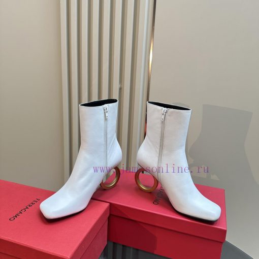 FERRAGAMO square toe fashion bootsUnique sculptural heel with same tone finish, adorned withntrsafi4 - Image 4