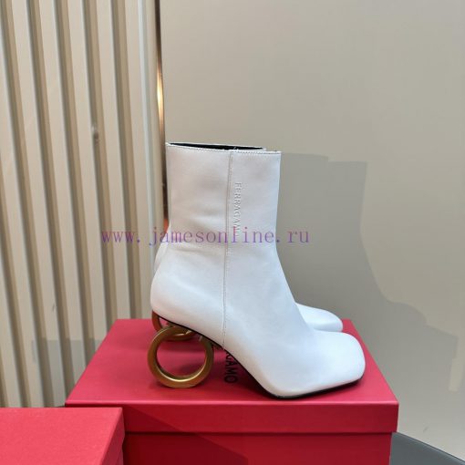 FERRAGAMO square toe fashion bootsUnique sculptural heel with same tone finish, adorned withntrsafi4 - Image 6