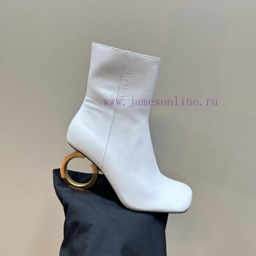 FERRAGAMO square toe fashion bootsUnique sculptural heel with same tone finish, adorned withntrsafi4 - Image 8