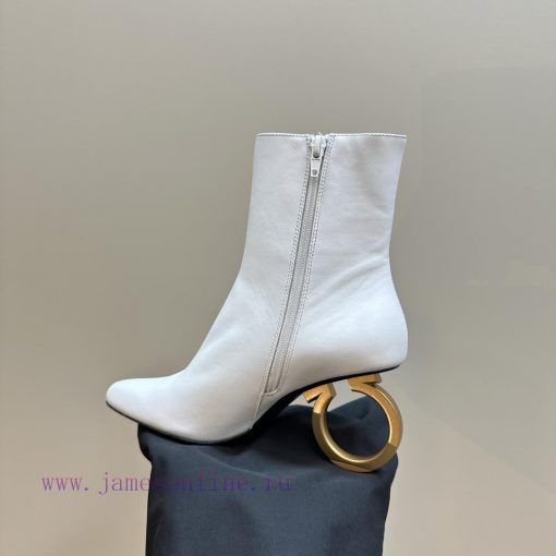 FERRAGAMO square toe fashion bootsUnique sculptural heel with same tone finish, adorned withntrsafi4 - Image 10