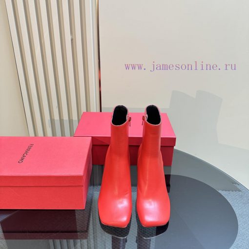 FERRAGAMO square toe fashion bootsUnique sculptural heel with same tone finish, adorned withho36mhbm - Image 3
