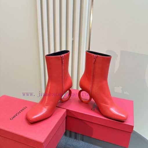 FERRAGAMO square toe fashion bootsUnique sculptural heel with same tone finish, adorned withho36mhbm - Image 4