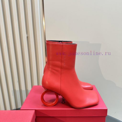 FERRAGAMO square toe fashion bootsUnique sculptural heel with same tone finish, adorned withho36mhbm - Image 6