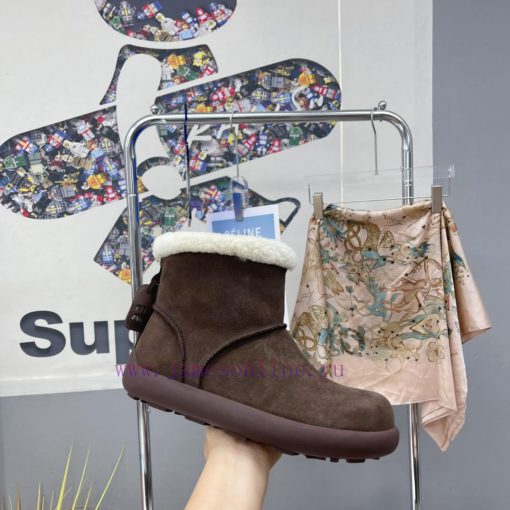 MiuMiu 2024 Autumn/Winter Fashion Style Strapped Wool Short Boots Snow Boots Fury ShoesFrequz18q499n - Image 8
