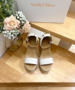 Commercial name See by Chloe Glyn wedge grass woven shoesOpen toed single toe loop buckle anlbhzdj4c