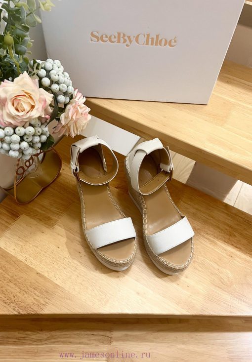 Commercial name See by Chloe Glyn wedge grass woven shoesOpen toed single toe loop buckle anlbhzdj4c - Image 6