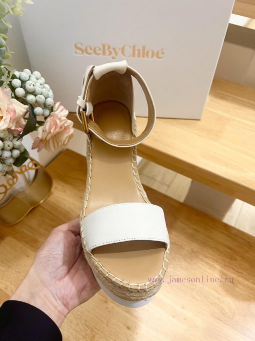 Commercial name See by Chloe Glyn wedge grass woven shoesOpen toed single toe loop buckle anlbhzdj4c - Image 8