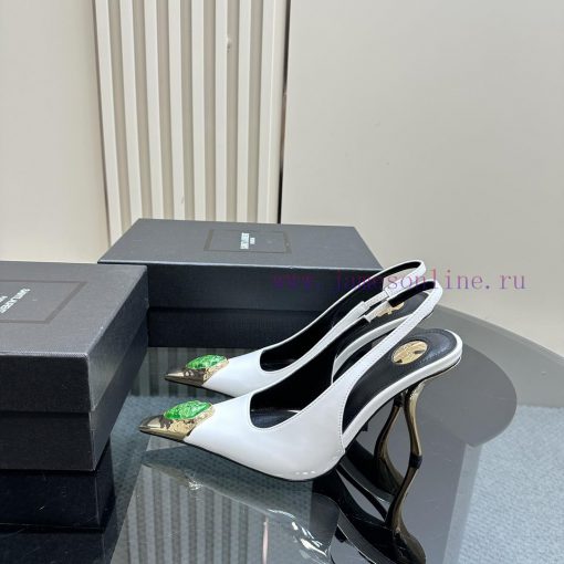 YSL Saint LaurentSS2024 New Product Metal Head Big Gemstone Elegant and Atmospheric High Heerec9j5hb - Image 2