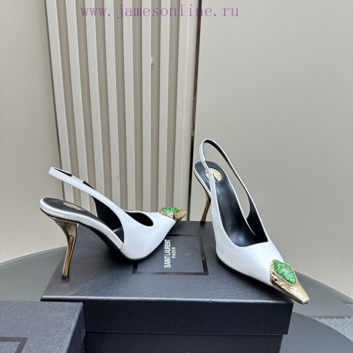 YSL Saint LaurentSS2024 New Product Metal Head Big Gemstone Elegant and Atmospheric High Heerec9j5hb - Image 6
