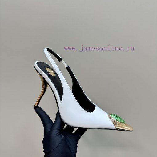 YSL Saint LaurentSS2024 New Product Metal Head Big Gemstone Elegant and Atmospheric High Heerec9j5hb - Image 8