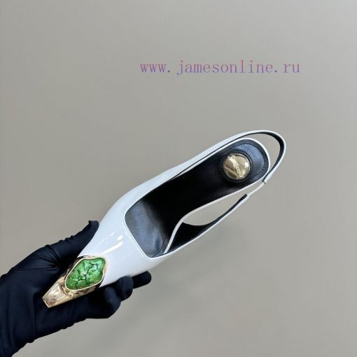 YSL Saint LaurentSS2024 New Product Metal Head Big Gemstone Elegant and Atmospheric High Heerec9j5hb - Image 9