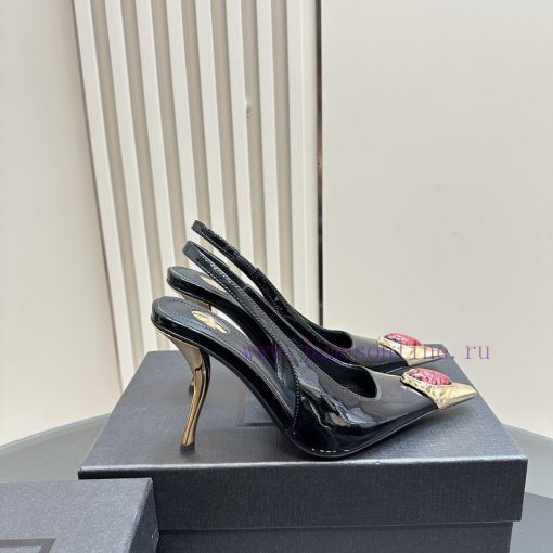 YSL Saint LaurentSS2024 New Product Metal Head Big Gemstone Elegant and Atmospheric High Heewpp8b3re - Image 7