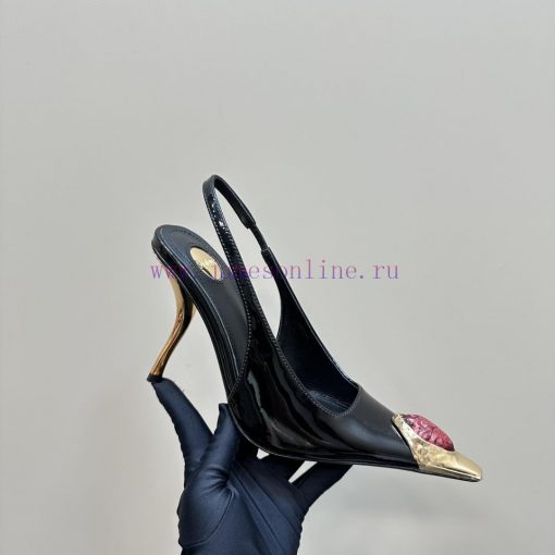 YSL Saint LaurentSS2024 New Product Metal Head Big Gemstone Elegant and Atmospheric High Heewpp8b3re - Image 8