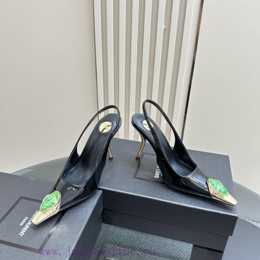 YSL Saint LaurentSS2024 New Product Metal Head Big Gemstone Elegant and Atmospheric High Hee9za43l3b - Image 4