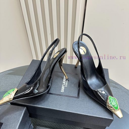 YSL Saint LaurentSS2024 New Product Metal Head Big Gemstone Elegant and Atmospheric High Hee9za43l3b - Image 5
