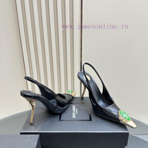 YSL Saint LaurentSS2024 New Product Metal Head Big Gemstone Elegant and Atmospheric High Hee9za43l3b - Image 6