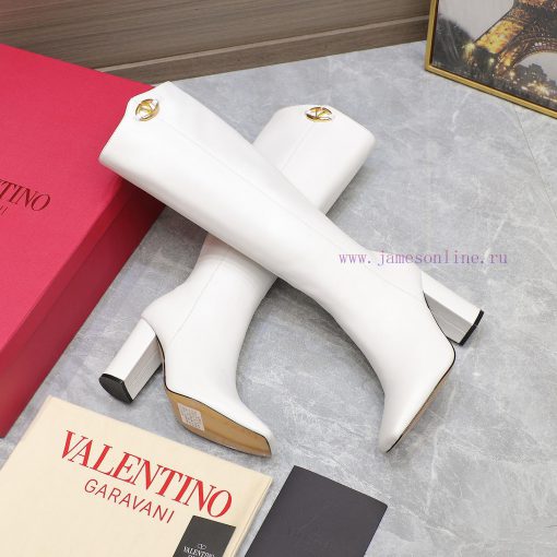Purchasing grade24ss Autumn/Winter New Valentino Square Head V-Button Knight BootsValentino'o1pzcz1q - Image 3