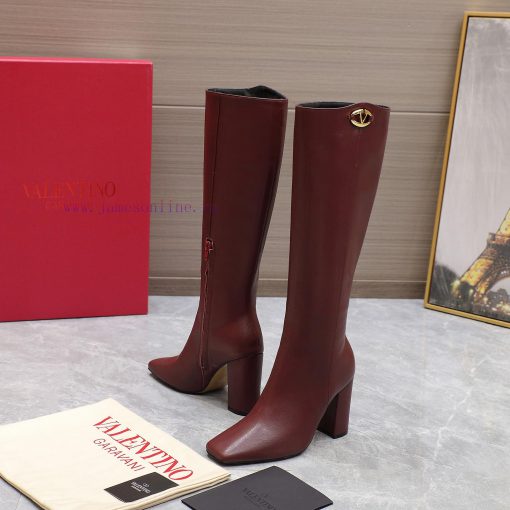 Purchasing grade24ss Autumn/Winter New Valentino Square Head V-Button Knight BootsValentino'qtc0v4gy - Image 5