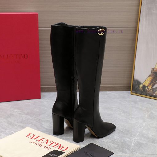 Purchasing grade24ss Autumn/Winter New Valentino Square Head V-Button Knight BootsValentino'169sfulv - Image 3