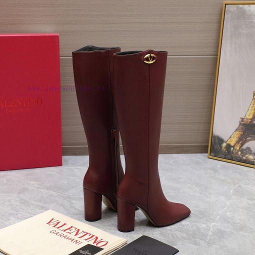 Purchasing grade24ss Autumn/Winter New Valentino Square Head V-Button Knight BootsValentino'qtc0v4gy - Image 10