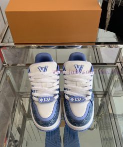 Louis Vuitton 2024 new denim LV Trainer chubby couple's bread shoes casual sports shoes boart1tk9me7