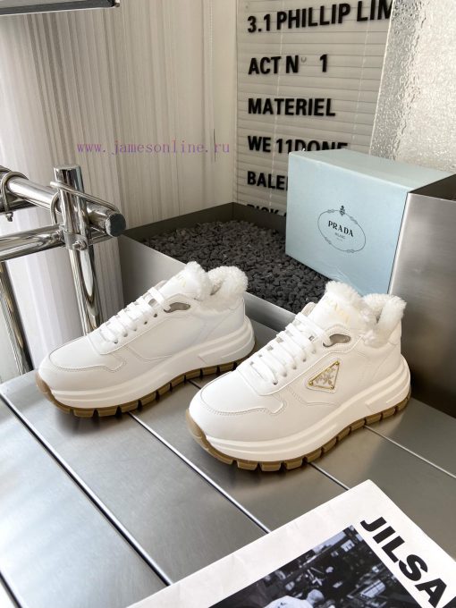 Prada 24ss Prada new couple's hairy dad shoesThe fabric is made of calf leather with clear am620rg6i - Image 3