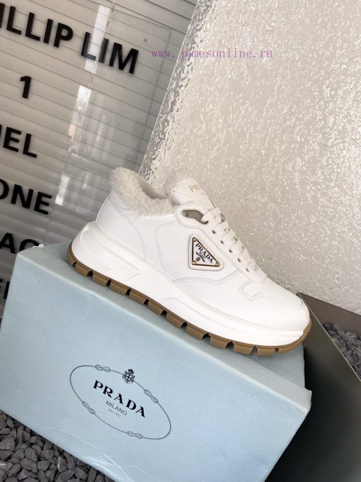 Prada 24ss Prada new couple's hairy dad shoesThe fabric is made of calf leather with clear am620rg6i - Image 6