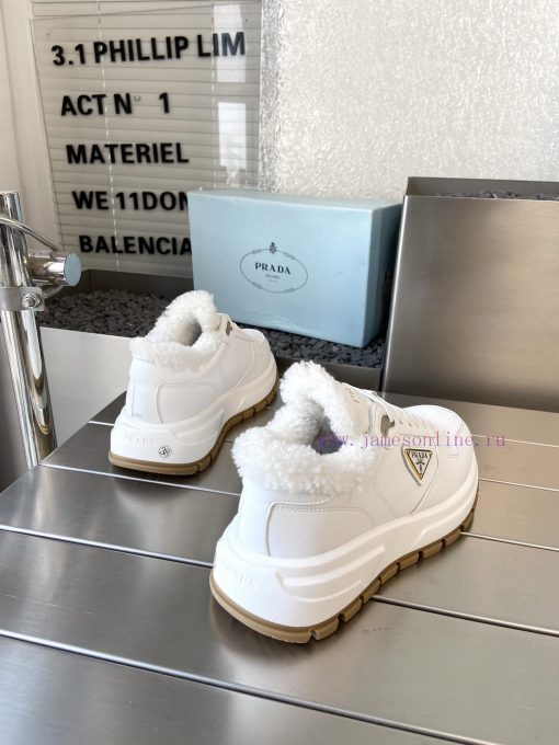 Prada 24ss Prada new couple's hairy dad shoesThe fabric is made of calf leather with clear am620rg6i - Image 8
