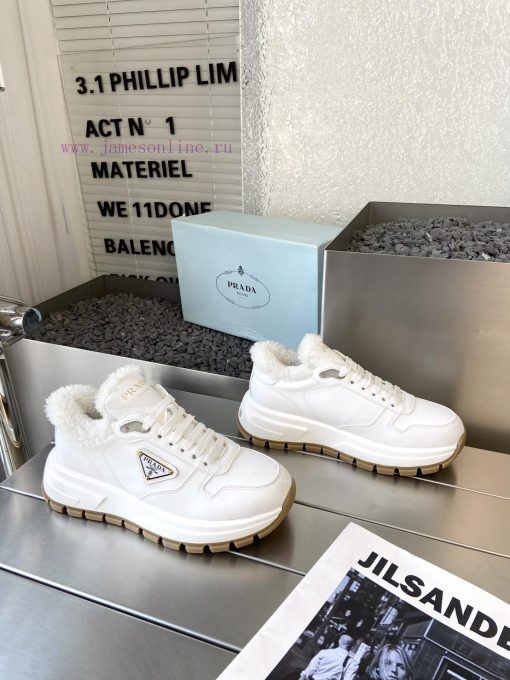 Prada 24ss Prada new couple's hairy dad shoesThe fabric is made of calf leather with clear am620rg6i - Image 9
