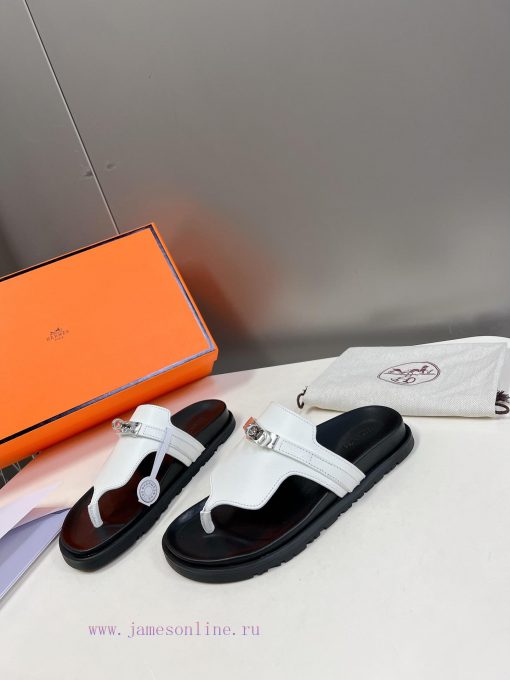 Male 10 Η ERMES Hermes Spring/Summer Classic Couple's Second Uncle Slippers Chypre Ugly Cute9hkg5h77 - Image 4