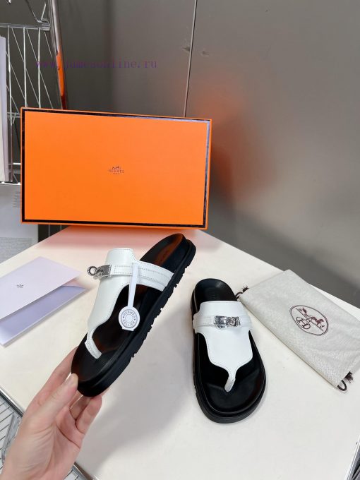 Male 10 Η ERMES Hermes Spring/Summer Classic Couple's Second Uncle Slippers Chypre Ugly Cute9hkg5h77 - Image 5