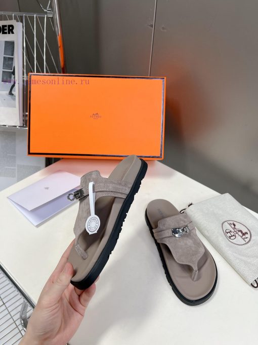 Male 10 Η ERMES Hermes Spring/Summer Classic Couple's Second Uncle Slippers Chypre Ugly Cute2svg8qss - Image 5