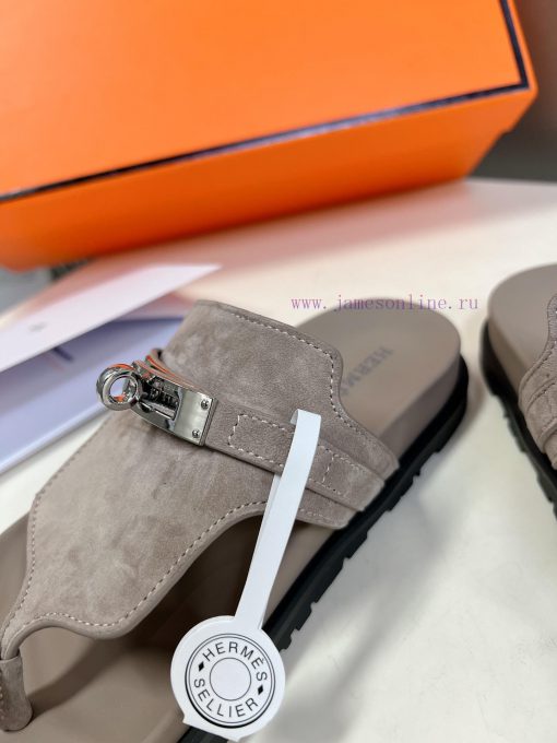 Male 10 Η ERMES Hermes Spring/Summer Classic Couple's Second Uncle Slippers Chypre Ugly Cute2svg8qss - Image 9