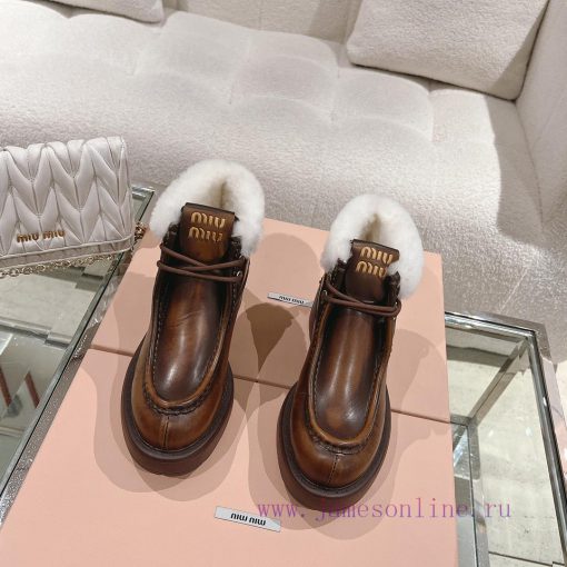 Top qualitymiu miu fw23 new arrival～Miu Miu 2023 Autumn/Winter New Thick soled Wool Short Boh0qmqf54 - Image 2