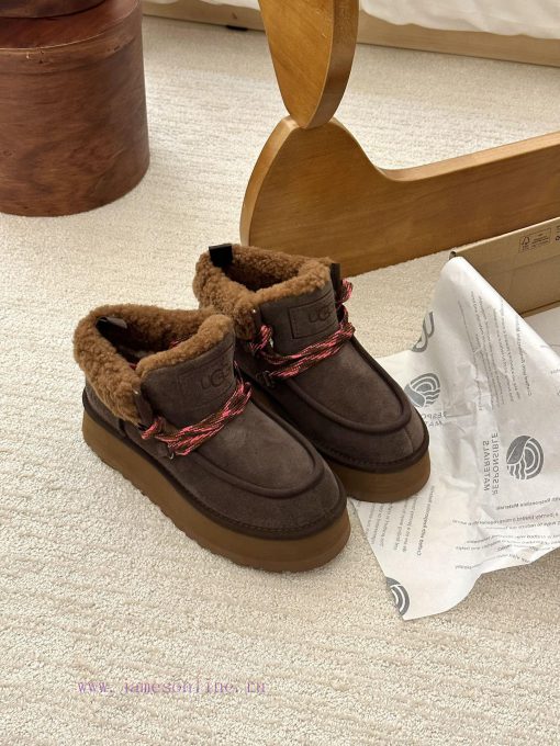 GG ² ⁰² ³ Fukala autumn and winter Maillard fashion must-haveRetro curly wool lace up thick ia26xyen