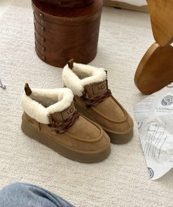 GG ² ⁰² ³ Fukala autumn and winter Maillard fashion must-haveRetro curly wool lace up thick p58iww59