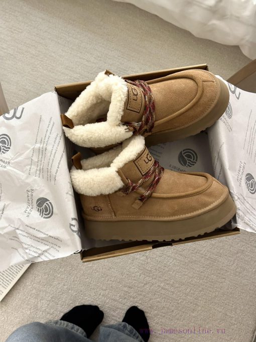 GG ² ⁰² ³ Fukala autumn and winter Maillard fashion must-haveRetro curly wool lace up thick p58iww59 - Image 3