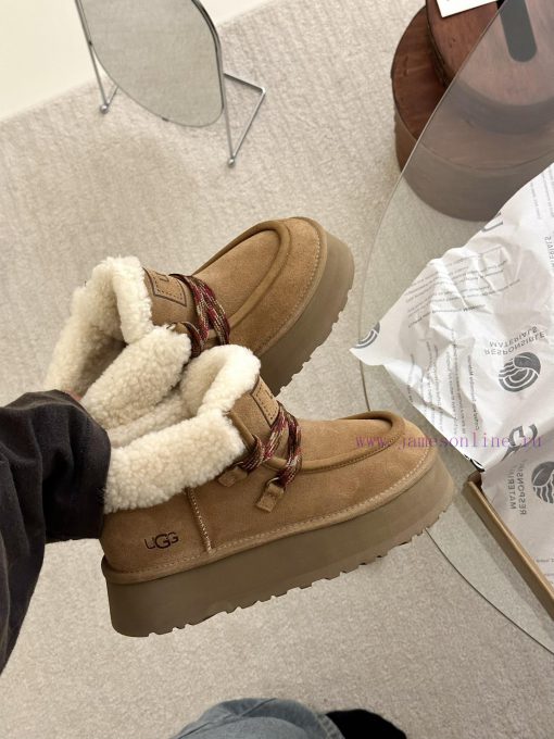 GG ² ⁰² ³ Fukala autumn and winter Maillard fashion must-haveRetro curly wool lace up thick p58iww59 - Image 5