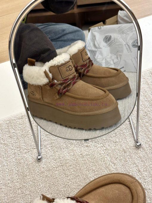 GG ² ⁰² ³ Fukala autumn and winter Maillard fashion must-haveRetro curly wool lace up thick p58iww59 - Image 6